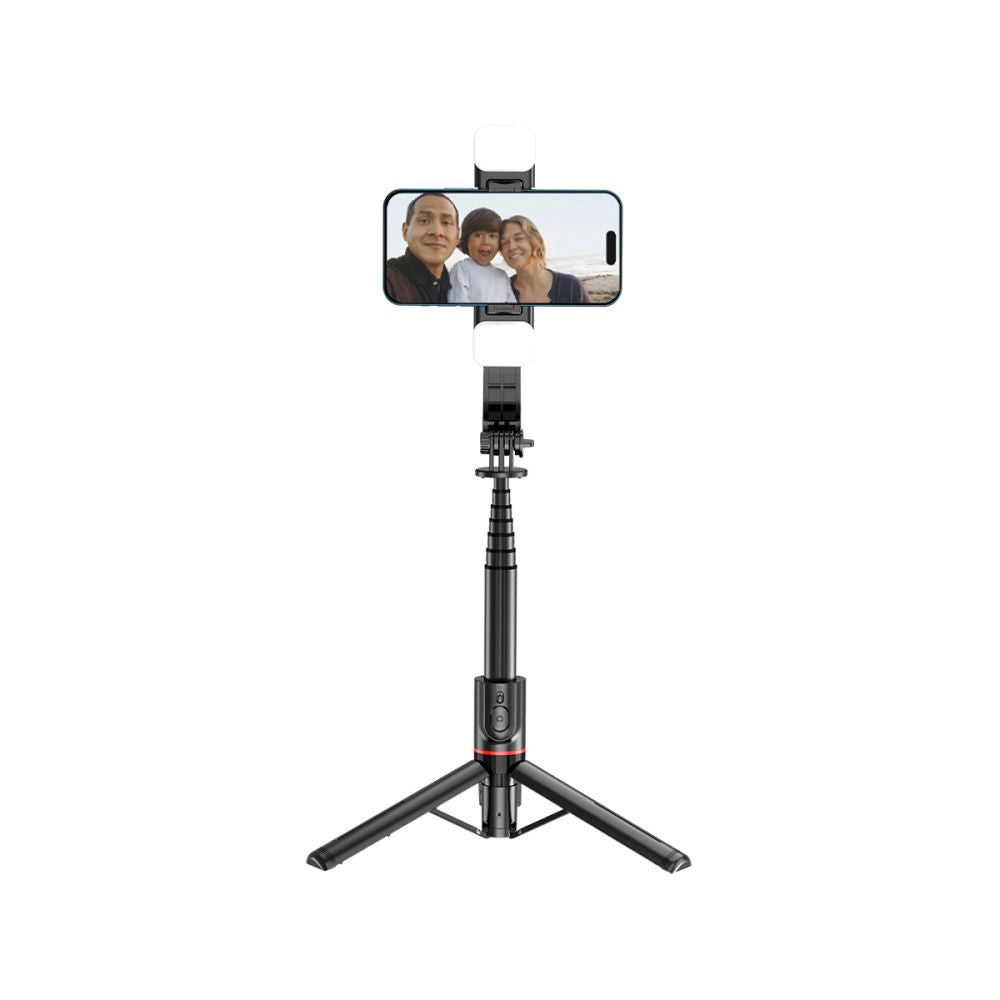 Tech-Protect L05S Bluetooth asmenukių lazda su trikoju iki 105cm su LED šviestuvu - juoda -- Selfie Sticks & Tripods