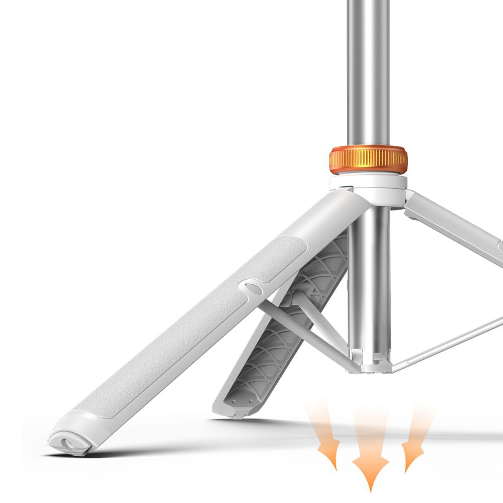Tech-Protect L03S Bluetooth asmenukių lazda su nuotolinio valdymo pulteliu, trikoju iki 148cm ir 180° galvute - balta --...