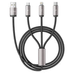 Tech-Protect UltraBoost 3in1 USB-A - Lightning / USB-C / micro USB 3.5A laidas 1m - pilkas -- Cell phone cables