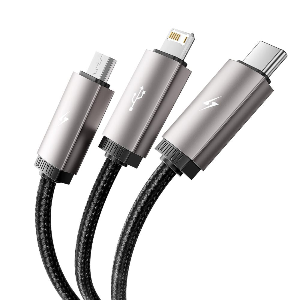 Tech-Protect UltraBoost 3in1 USB-A - Lightning / USB-C / micro USB 3.5A laidas 1m - pilkas -- Cell phone cables