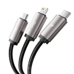 Tech-Protect UltraBoost 3in1 USB-A - Lightning / USB-C / micro USB 3.5A laidas 1m - pilkas -- Cell phone cables