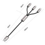 Tech-Protect UltraBoost 3in1 USB-A - Lightning / USB-C / micro USB 3.5A laidas 1m - pilkas -- Cell phone cables