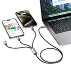 Tech-Protect UltraBoost 3in1 USB-A - Lightning / USB-C / micro USB 3.5A laidas 1m - pilkas -- Cell phone cables