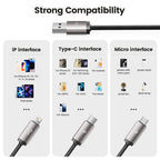 Tech-Protect UltraBoost 3in1 USB-A - Lightning / USB-C / micro USB 3.5A laidas 1m - pilkas -- Cell phone cables