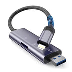 Tech-Protect UltraBoost SD/micro SD kortelės skaitytuvas su Lightning/USB-A jungimis - pilka -- Memory Card Readers