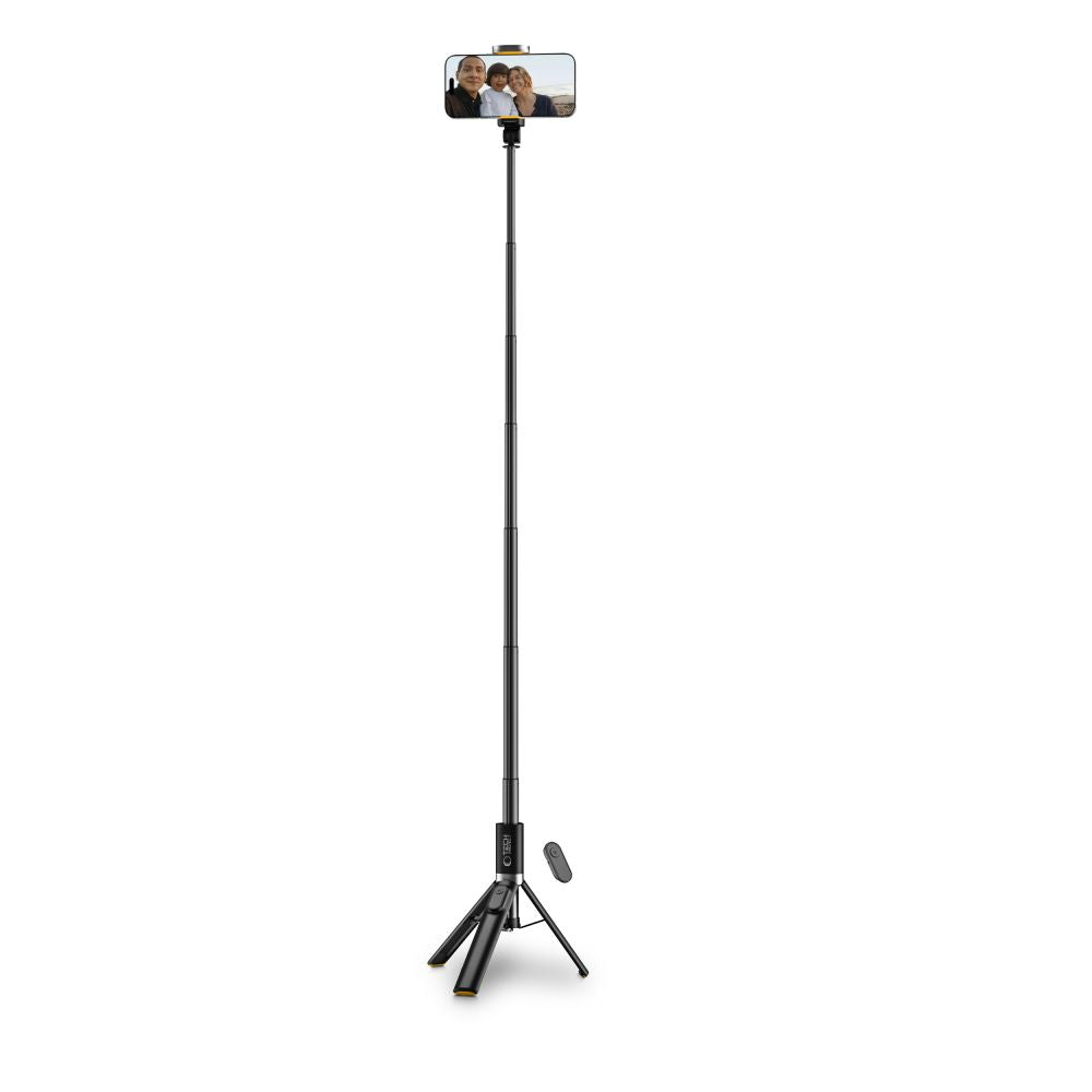 Tech-Protect L08S Bluetooth asmenukių lazda su nuotolinio valdymo pultu, trikoju iki 141 cm - Juoda -- Selfie Sticks &...