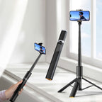 Tech-Protect L08S Bluetooth asmenukių lazda su nuotolinio valdymo pultu, trikoju iki 141 cm - Juoda -- Selfie Sticks &...