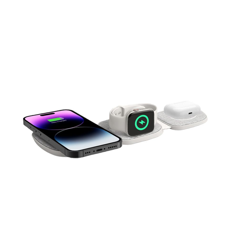 Tech-Protect QI15W-A32 3-in-1 indukcinis įkroviklis su MagSafe išmaniajam telefonui / Apple Watch / AirPods - pilkas --...