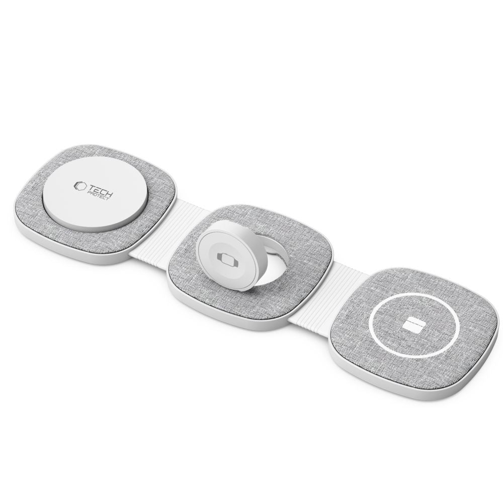 Tech-Protect QI15W-A32 3-in-1 indukcinis įkroviklis su MagSafe išmaniajam telefonui / Apple Watch / AirPods - pilkas --...
