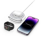 Tech-Protect QI15W-A32 3-in-1 indukcinis įkroviklis su MagSafe išmaniajam telefonui / Apple Watch / AirPods - pilkas --...