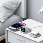 Tech-Protect QI15W-A32 3-in-1 indukcinis įkroviklis su MagSafe išmaniajam telefonui / Apple Watch / AirPods - pilkas --...