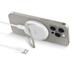 Tech-Protect QI15W-A33 indukcinis įkroviklis su MagSafe ir stovu su USB-A / USB-C laidu - baltas -- Cell phone chargers