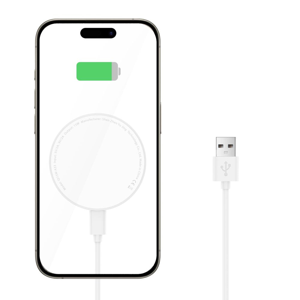 Tech-Protect QI15W-A33 indukcinis įkroviklis su MagSafe ir stovu su USB-A / USB-C laidu - baltas -- Cell phone chargers