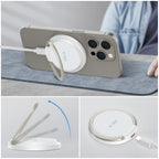 Tech-Protect QI15W-A33 indukcinis įkroviklis su MagSafe ir stovu su USB-A / USB-C laidu - baltas -- Cell phone chargers