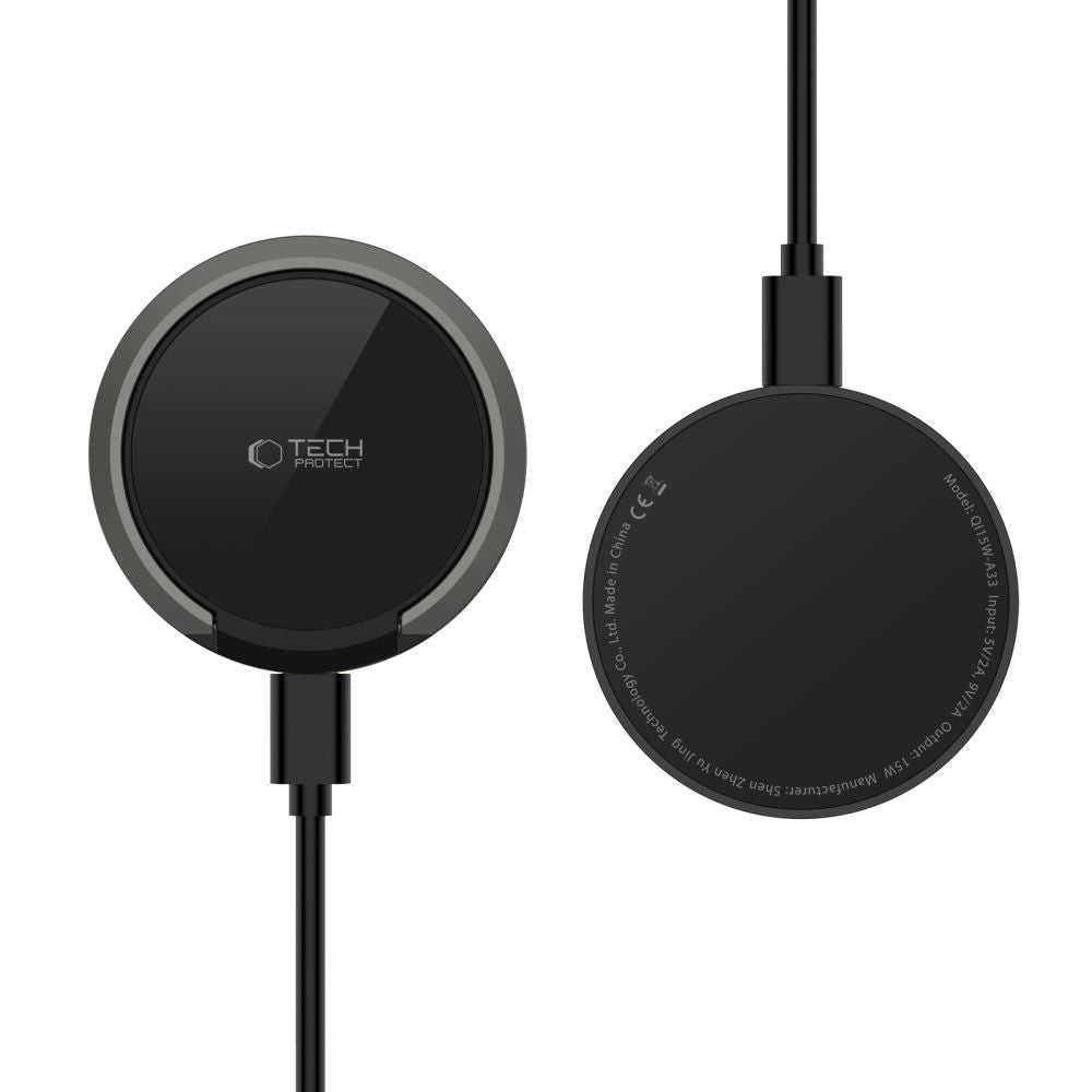 Tech-Protect QI15W-A33 indukcinis įkroviklis su MagSafe ir stovu su USB-A / USB-C laidu - juodas -- Cell phone chargers