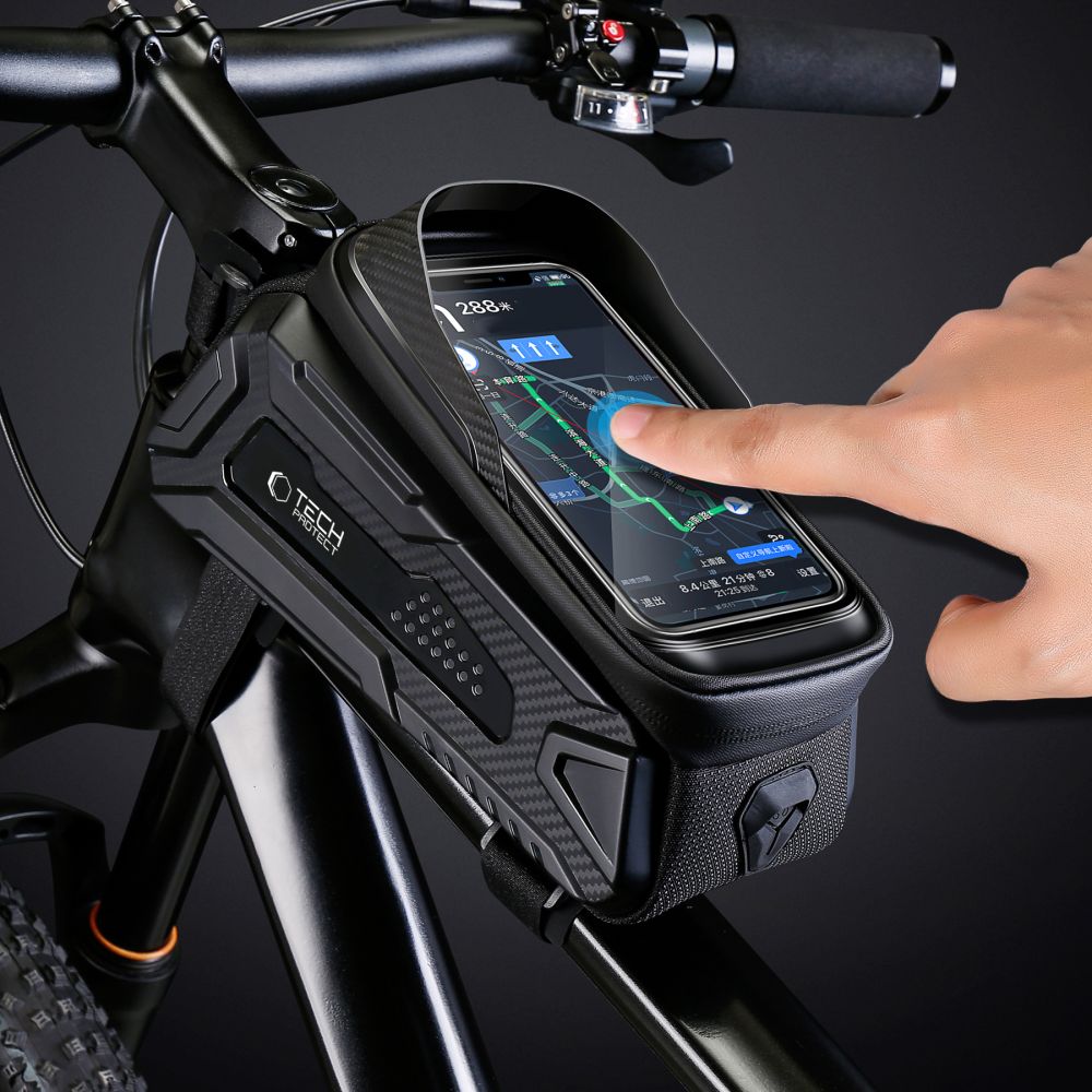 Tech-Protect V2 dviračio krepšys su telefono vieta 1,2l - juodas -- Bicycle Bags