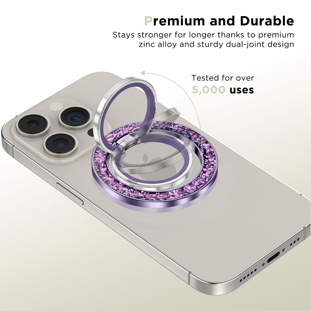 Tech-Protect MMR200 magnetinis laikiklis / žiedas su MagSafe, violetinis su kristalais -- Cell phone holders