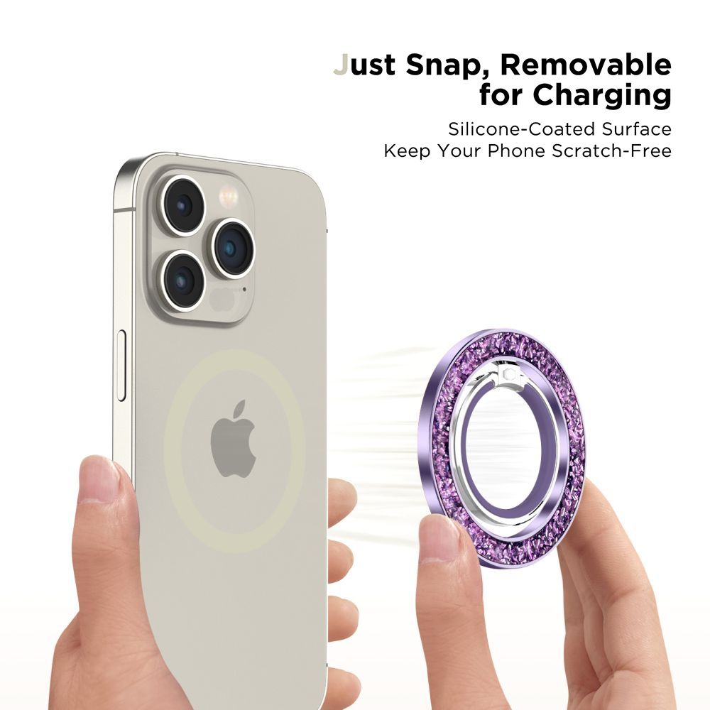 Tech-Protect MMR200 magnetinis laikiklis / žiedas su MagSafe, violetinis su kristalais -- Cell phone holders