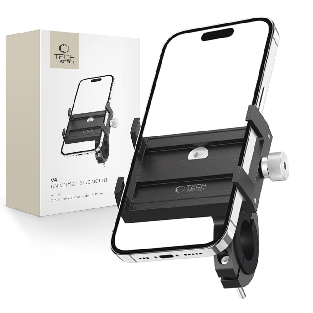 Tech-Protect V4 dviračio vairo telefono laikiklis, juodas -- Cell phone holders