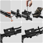 Tech-Protect V4 dviračio vairo telefono laikiklis, juodas