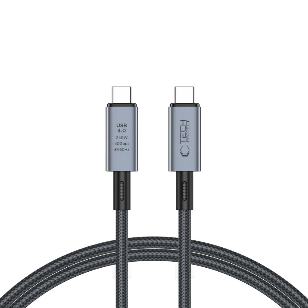 Tech-Protect UltraBoost Max USB-C 4.0 / USB-C 4.0 PD laidas 240W 8K 40Gbps 1m - pilkas -- Cell phone cables