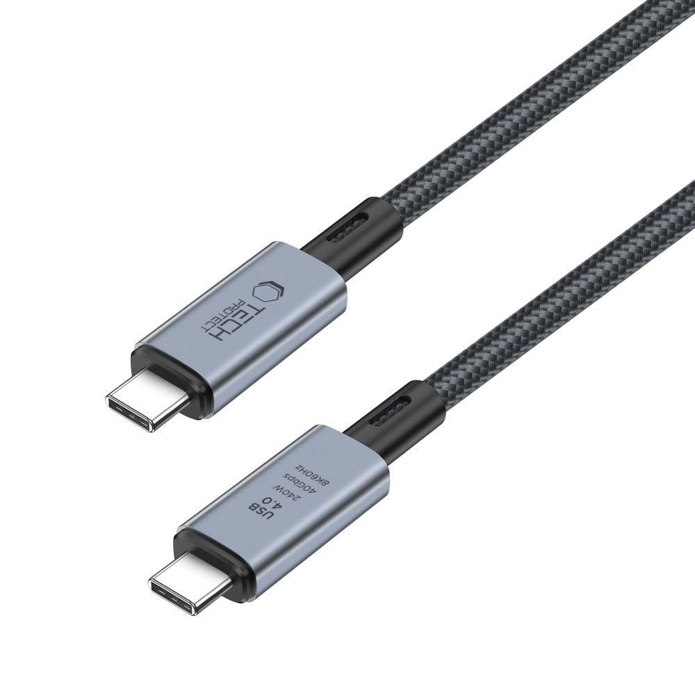 Tech-Protect UltraBoost Max USB-C 4.0 / USB-C 4.0 PD laidas 240W 8K 40Gbps 1m - pilkas -- Cell phone cables