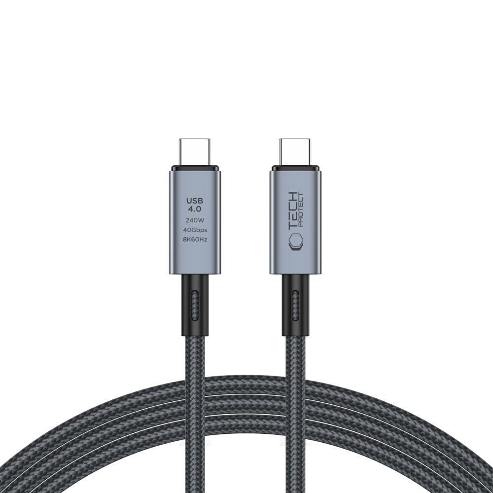 Tech-Protect UltraBoost Max USB-C 4.0 / USB-C 4.0 PD laidas 240W 8K 40Gbps 2m - pilkas -- Cell phone cables