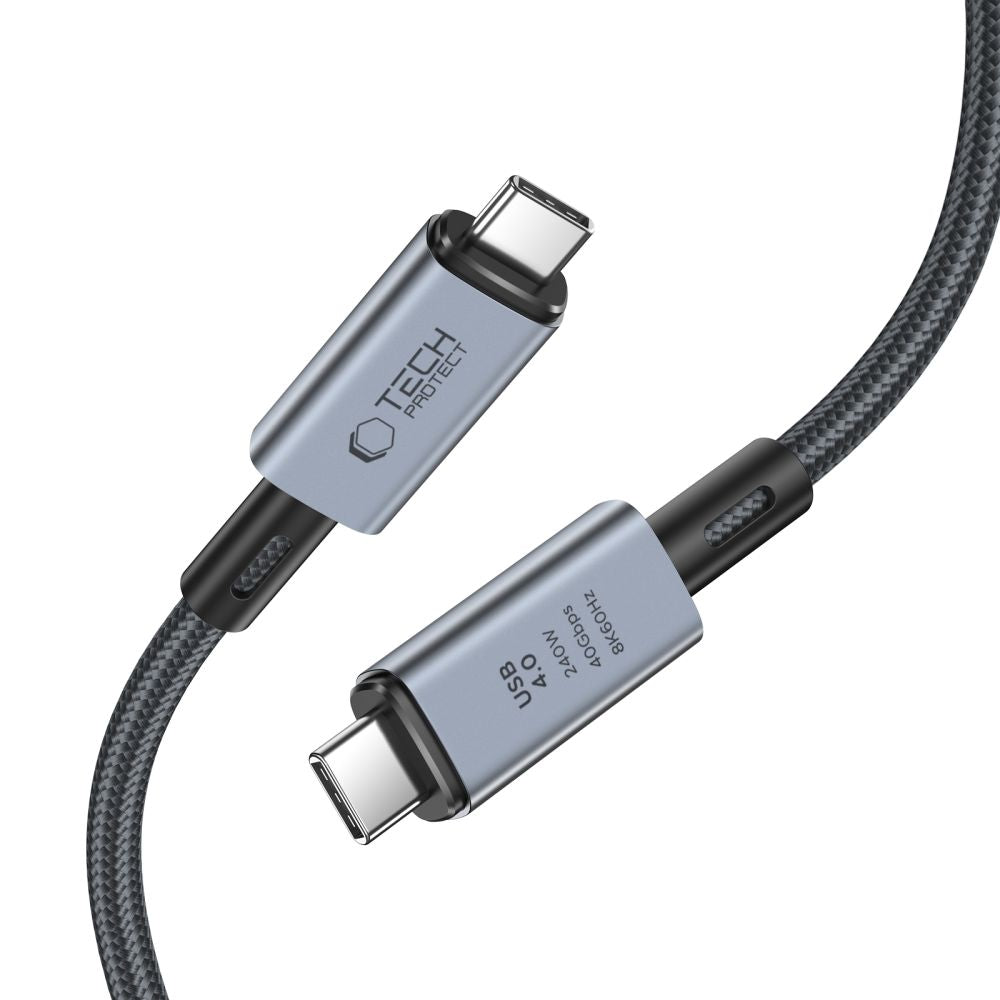 Tech-Protect UltraBoost Max USB-C 4.0 / USB-C 4.0 PD laidas 240W 8K 40Gbps 2m - pilkas -- Cell phone cables