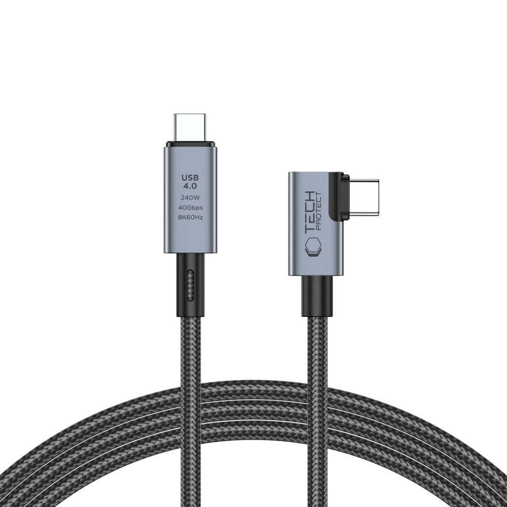 Tech-Protect UltraBoost Max L USB-C 4.0 (tiesus) / USB-C 4.0 (kampinis) PD laidas 240W 8K 40Gbps 1.5m - pilkas -- Cell...