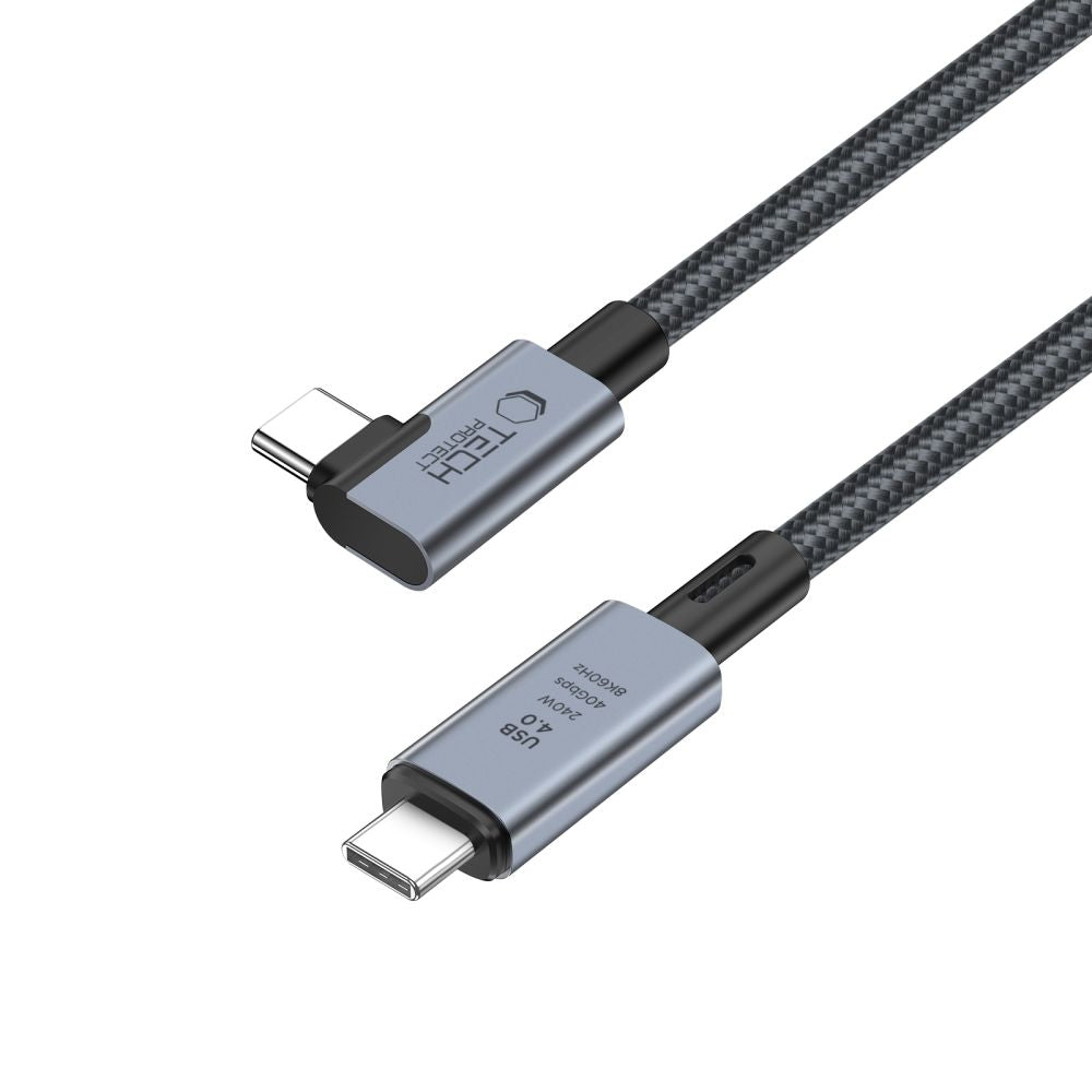 Tech-Protect UltraBoost Max L USB-C 4.0 (tiesus) / USB-C 4.0 (kampinis) PD laidas 240W 8K 40Gbps 1.5m - pilkas -- Cell...