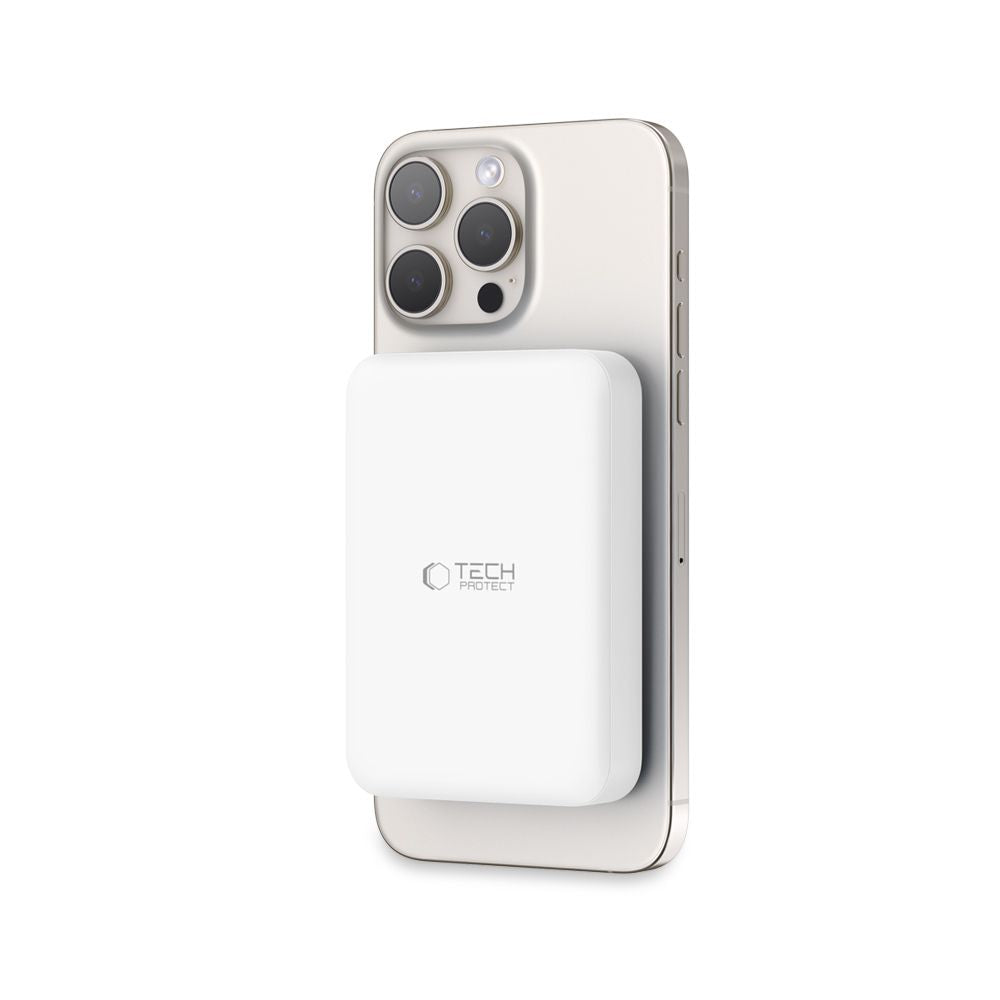 Tech-Protect LifeMag PB11 Išorinė baterija su MagSafe 10000mAh 15W USB-C jungtis - baltas + USB-C laidas -- Powerbanks