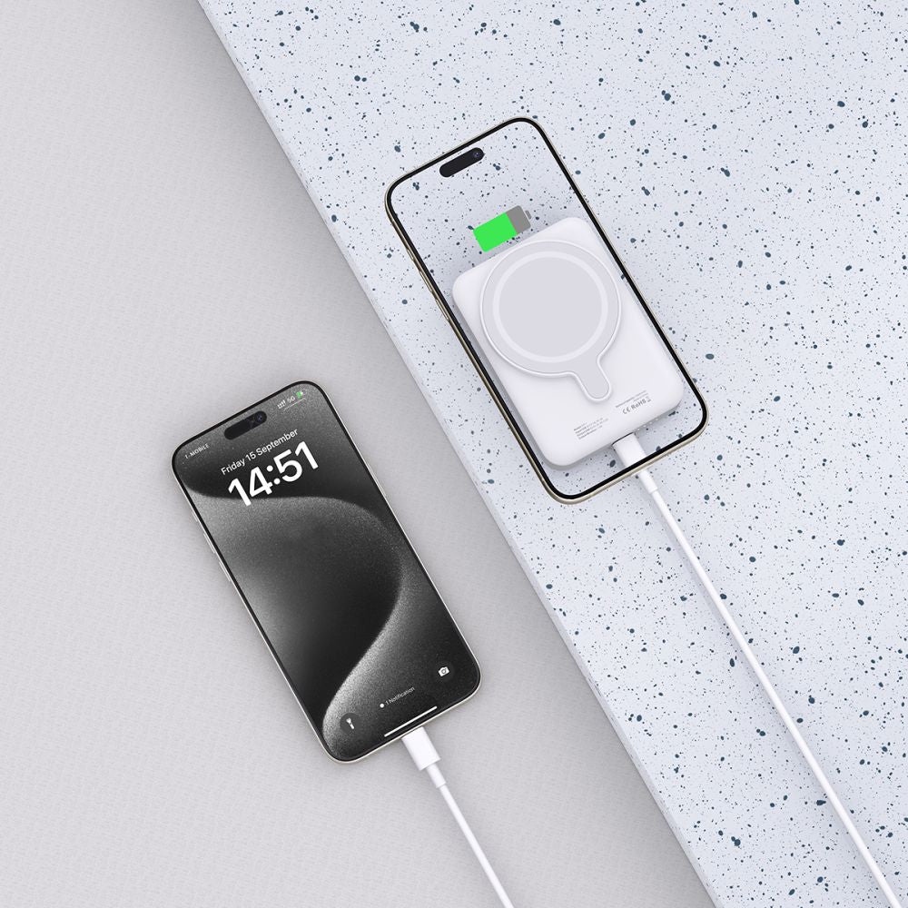 Tech-Protect LifeMag PB11 Išorinė baterija su MagSafe 10000mAh 15W USB-C jungtis - baltas + USB-C laidas -- Powerbanks