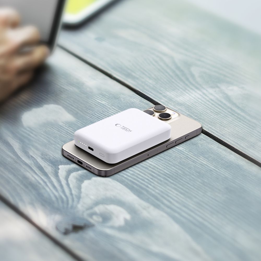 Tech-Protect LifeMag PB11 Išorinė baterija su MagSafe 10000mAh 15W USB-C jungtis - baltas + USB-C laidas -- Powerbanks