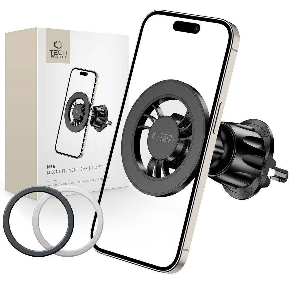 Tech-Protect N56 magnetinis automobilinis telefono laikiklis su MagSafe oro ventiliacijos angai, juodas -- Cell phone holders Pirmasis paveikslėlis