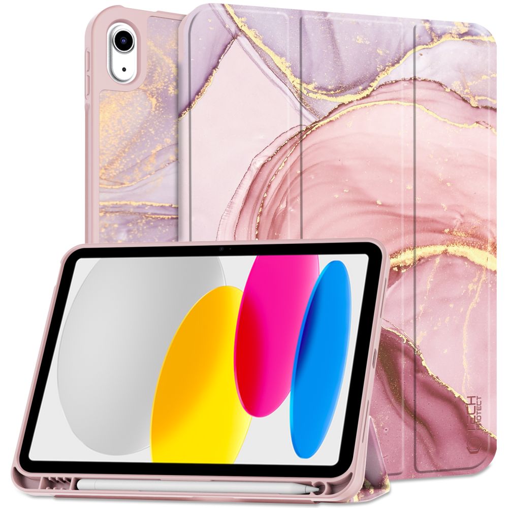 Tech-Protect SC rašiklio dėklas, skirtas iPad 10.9" 2022 – rožinis marmuras
