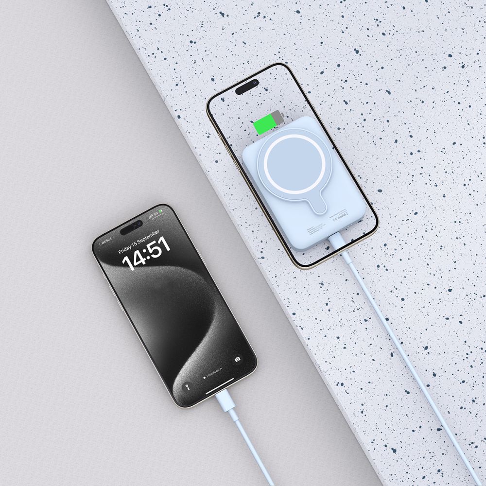 Tech-Protect LifeMag PB11 Išorinė baterija su MagSafe 10000mAh 15W USB-C jungtis - mėlynas + USB-C laidas -- Powerbanks