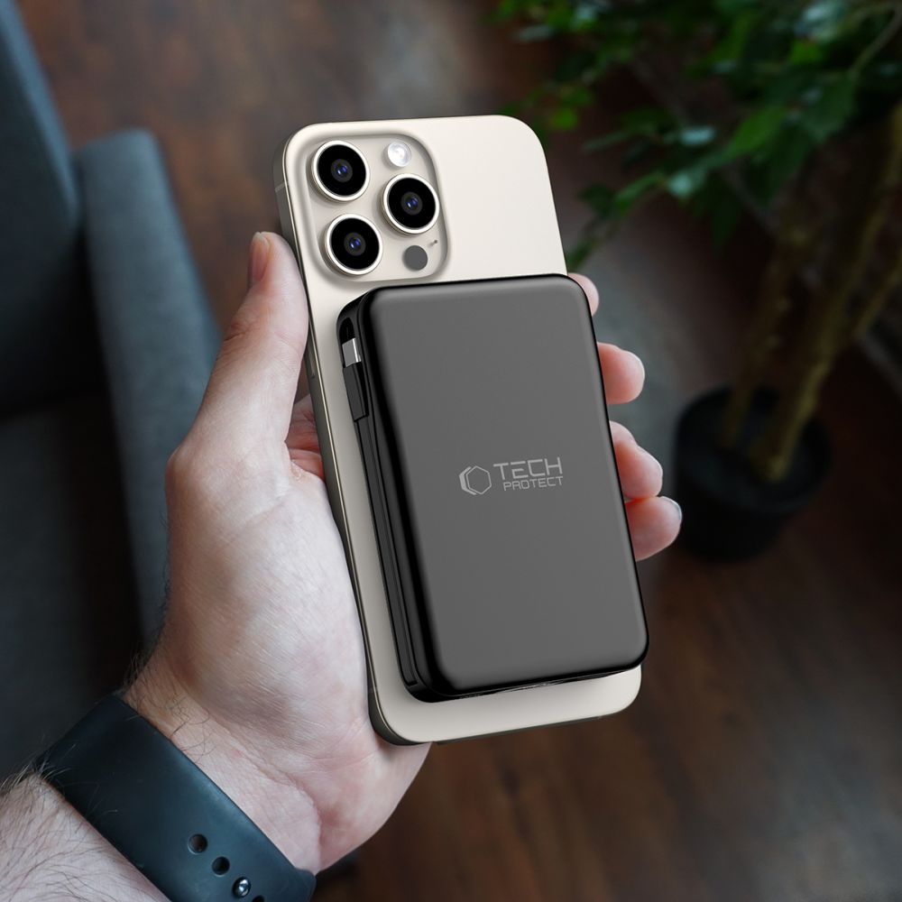 Tech-Protect LifeMag PB31 Išorinė baterija su MagSafe 10000mAh 15W USB-C / USB-A / integruoti USB-C / Lightning laidai -...