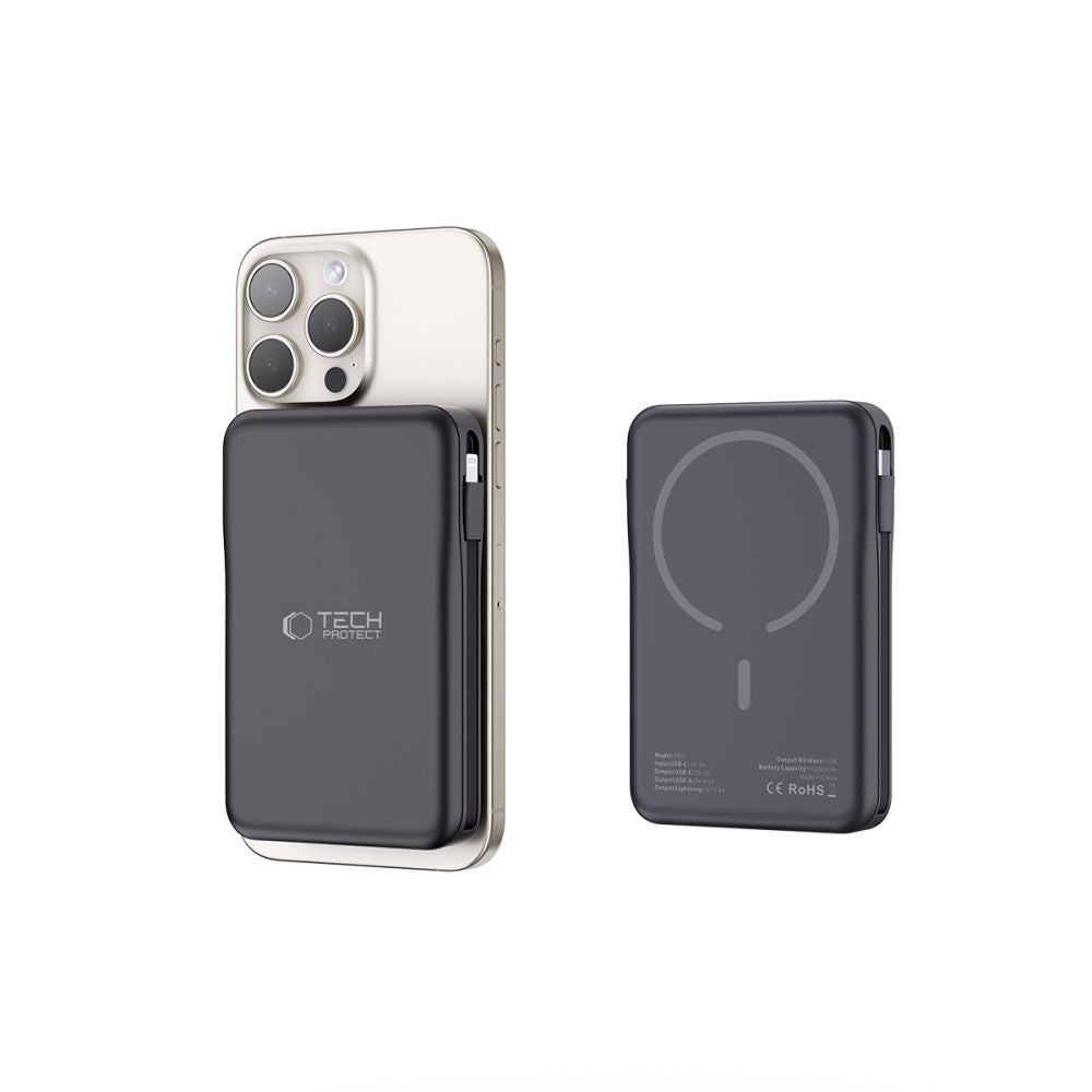 Tech-Protect LifeMag PB31 Išorinė baterija su MagSafe 10000mAh 15W USB-C / USB-A / integruoti USB-C / Lightning laidai -...