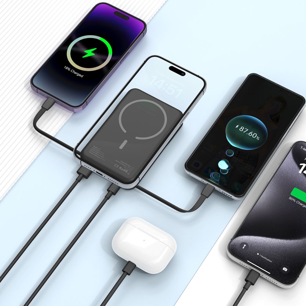 Tech-Protect LifeMag PB31 Išorinė baterija su MagSafe 10000mAh 15W USB-C / USB-A / integruoti USB-C / Lightning laidai -...