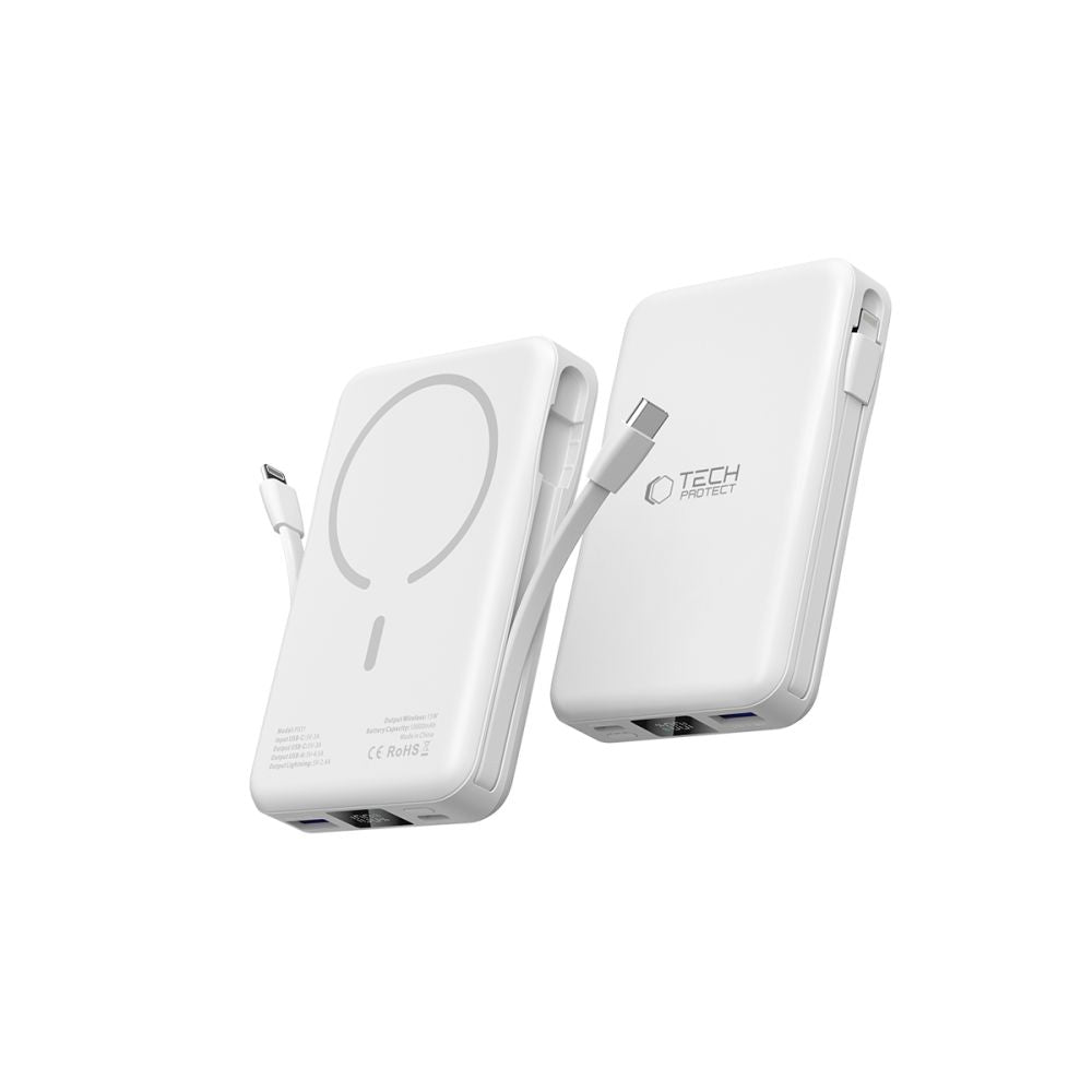 Tech-Protect LifeMag PB31 Išorinė baterija su MagSafe 10000mAh 15W USB-C / USB-A / integruoti USB-C / Lightning laidai -...