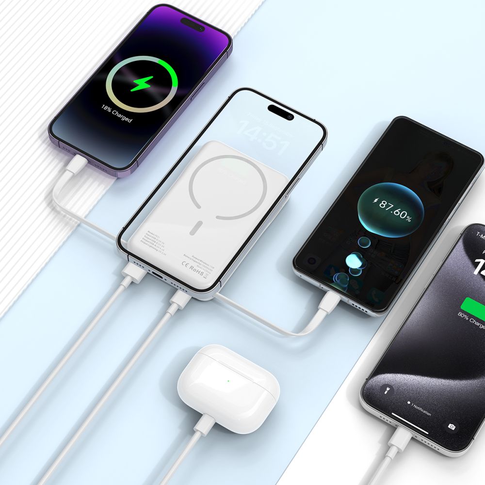 Tech-Protect LifeMag PB31 Išorinė baterija su MagSafe 10000mAh 15W USB-C / USB-A / integruoti USB-C / Lightning laidai -...