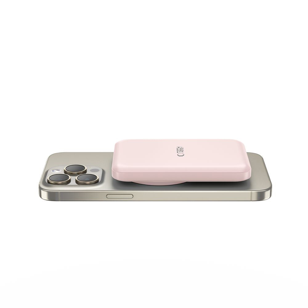 Tech-Protect LifeMag PB10 Išorinė baterija su MagSafe 5000mAh 15W USB-C jungtis - rožinis + USB-C laidas -- Powerbanks