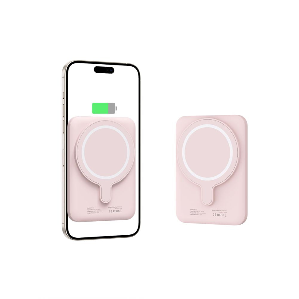 Tech-Protect LifeMag PB10 Išorinė baterija su MagSafe 5000mAh 15W USB-C jungtis - rožinis + USB-C laidas -- Powerbanks
