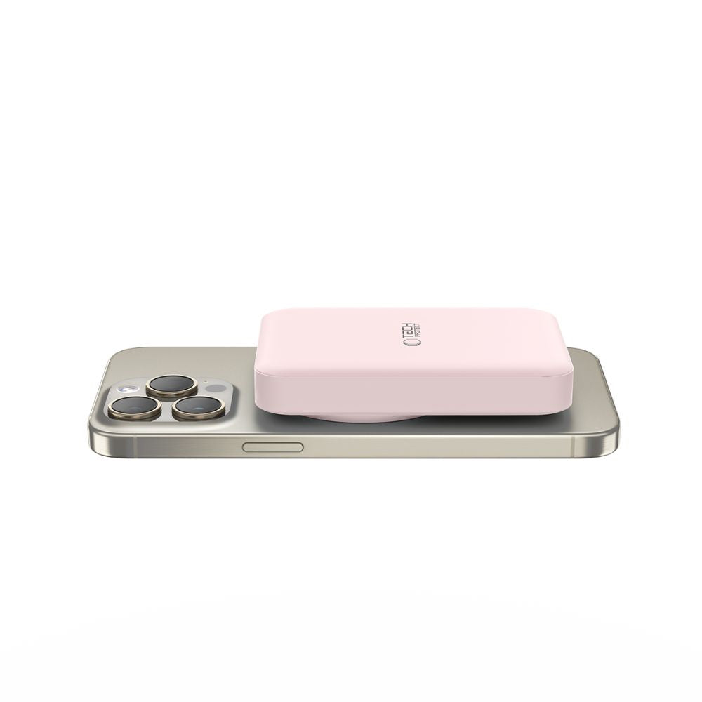 Tech-Protect LifeMag PB11 Išorinė baterija su MagSafe 10000mAh 15W USB-C jungtis - rožinis + USB-C laidas -- Powerbanks