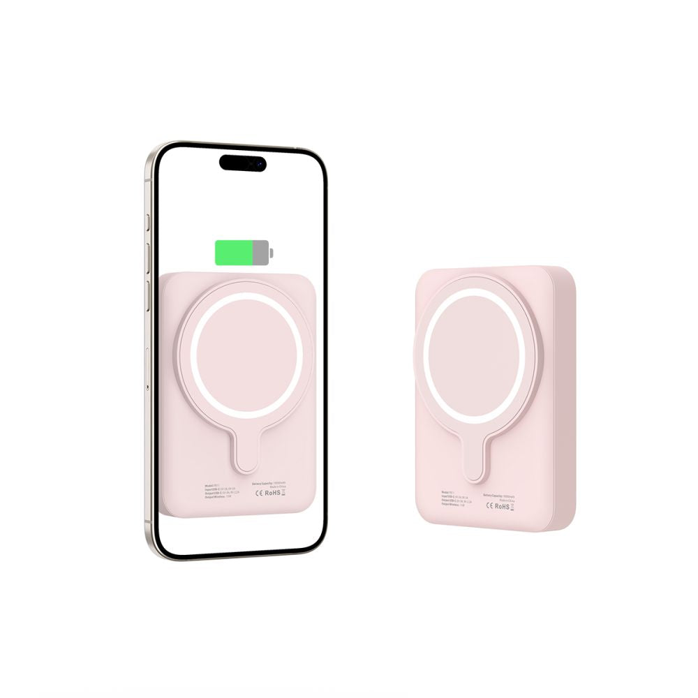 Tech-Protect LifeMag PB11 Išorinė baterija su MagSafe 10000mAh 15W USB-C jungtis - rožinis + USB-C laidas -- Powerbanks