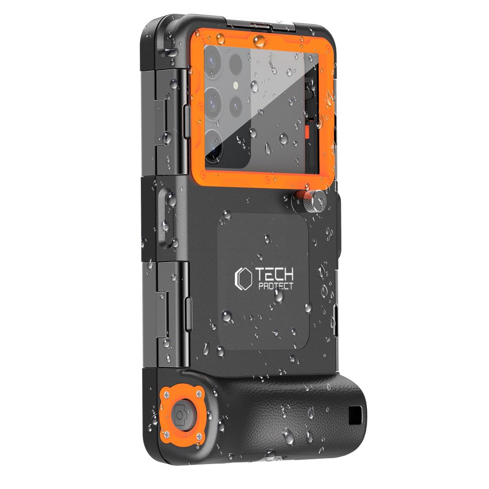 Tech-Protect Vandeniui atsparus dėklas IPX8 4,7-6,7" išmaniesiems telefonams - juodas ir oranžinis -- Cycling Accessories