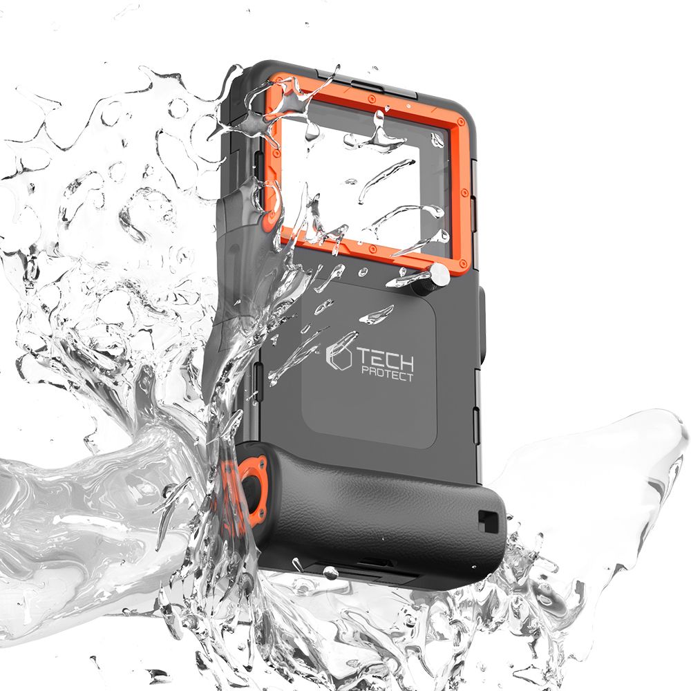 Tech-Protect Vandeniui atsparus dėklas IPX8 4,7-6,7" išmaniesiems telefonams - juodas ir oranžinis -- Cycling Accessories