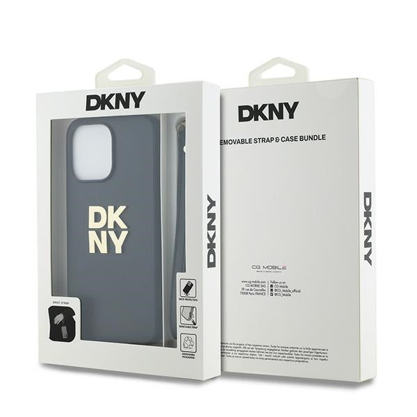 DKNY dėklas iPhone 14 Pro Max su dirželiu – juodas