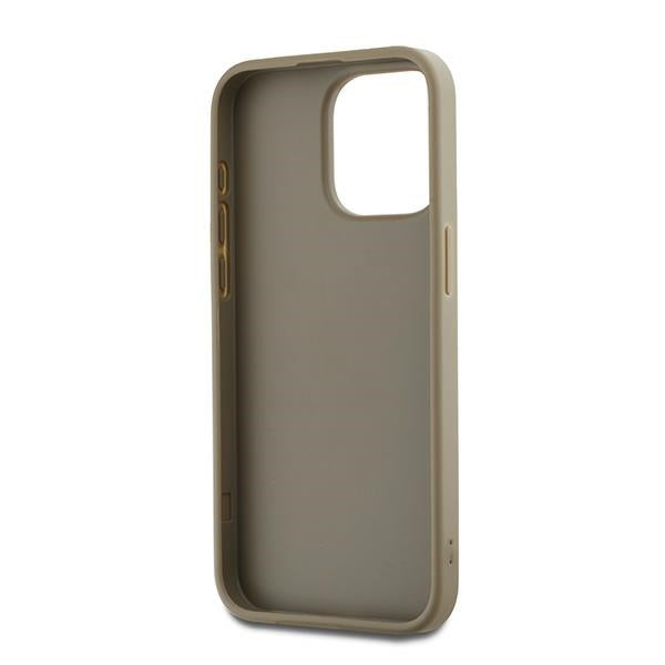 DKNY dėklas iPhone 15 Pro su riešo dirželiu – smėlio