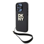 DKNY dėklas su riešo dirželiu iPhone 15 Pro – juodas